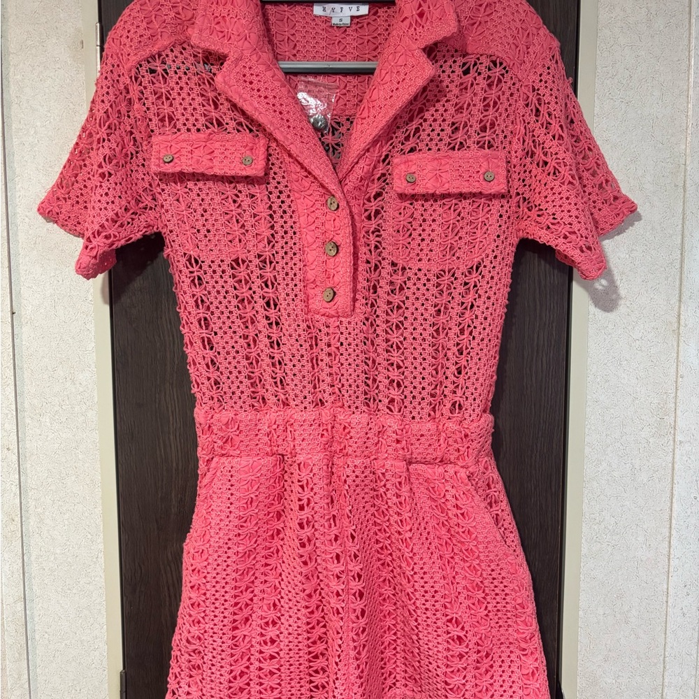 HYFVE Coral Crochet Romper size small
